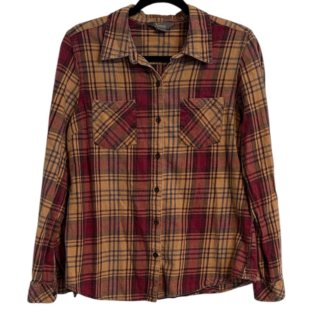 🌻 Natural Reflections 100% Cotton Button Down Flannel Shirt